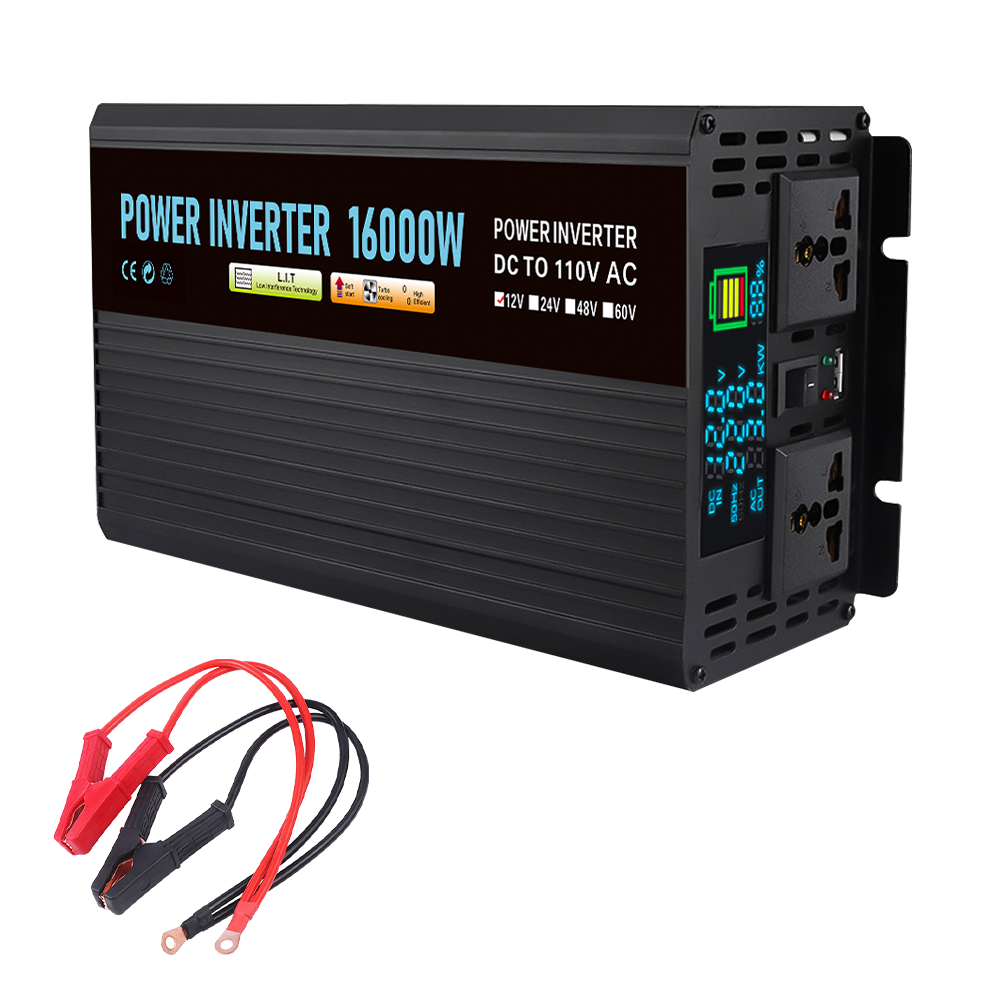 16000W Car Power Inverter DC 12V To AC 110V Pure Sine Wave Solar Converter LCD