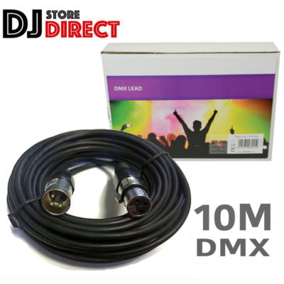 QTX 10M DMX Quality Lighting Lead Cable 3 Pin Male To Female XLR Long FREE P&P