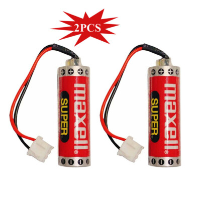 2PCS MAXELL ER6C AA 3.6V 1800mAh PLC Battery + Plug For Mitsubishi FX F2-40BL