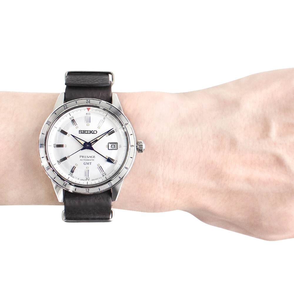 Pre-owned Seiko Presage Style60's Ssk015j1 Mechanical Gmt White