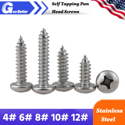 Pan Head Sheet Metal Screws Self Tapping 304 Stainless Steel 4# 6# 8# 10# 12# 