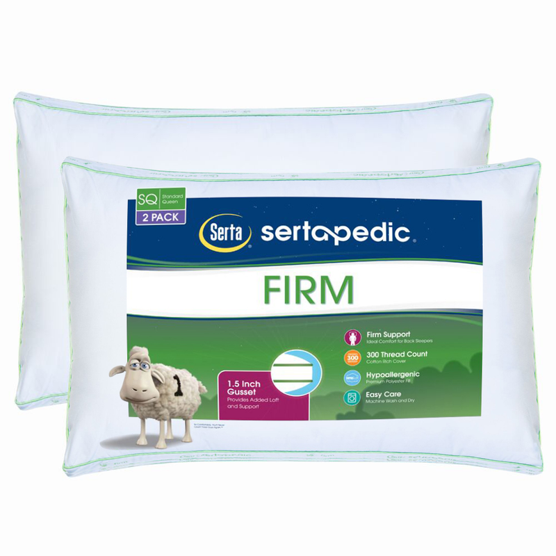 Sertapedic Firm Bed Pillow, Set of 2, Standard/Queen