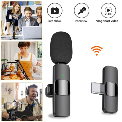 Lavalier Microphone Wireless Audio Video Recording Mini Mic For Android/iphone