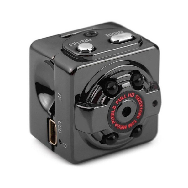 Compact black action camera with full HD resolution.