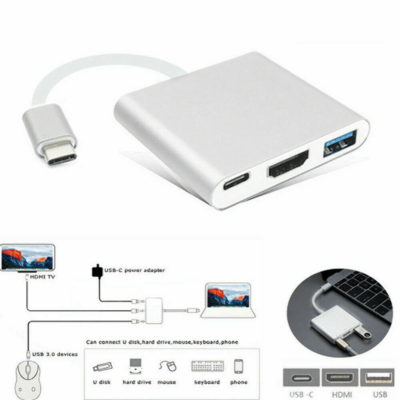 Type C USB 3.1 to USB-C 4K HDMI USB 3.0 Adapter Cable 3 in 1 Hub For Macbook Pro