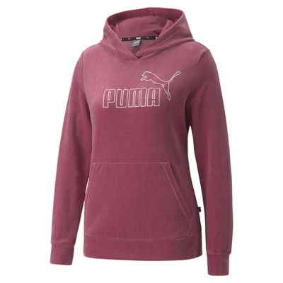 Puma Essential Велюровый пуловер с капюшоном плюс женский размер 1X Повседневная верхняя одежда 6743