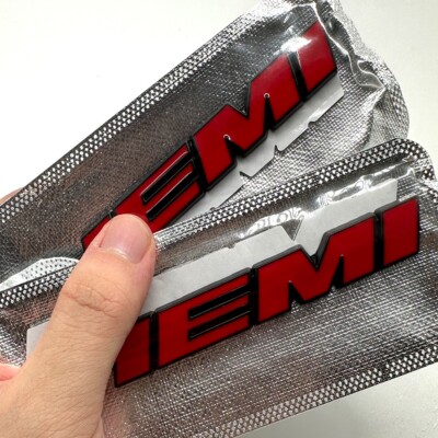 2X HEMI Emblems Set For 345 392 SRT Hellcat Fender Left Right Badge Red Black