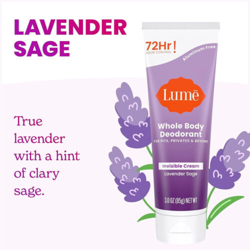 Lume Whole Body Deodorant Cream Clean Tangerine Skin Safe 72Hr Odor Control✔
