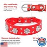 Serijoars Rhinestone Dog Collar, Cute Flower Rhinestone Cat Dog Collar Bling Collar PU Leather Collar Adjustable Sizes XS Small Medium (S, Black)
