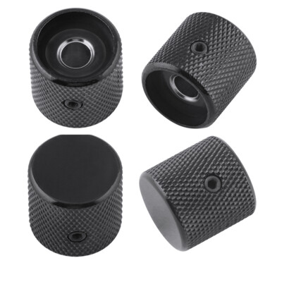 Guitar Control Knobs Flat Top Volume Tone Knobs 6mm Shaft Screw Type Metal Black