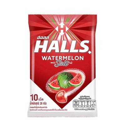 Halls Salty Watermelon Center-Filled Flavored Hard Candy 10pcs Individually Wrap