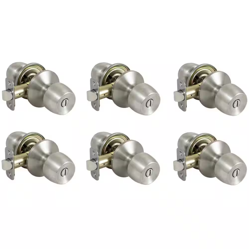 Defiant Privacy Door Knob 6 Pack Brandywine Stainless Bedroom Bathroom Lock Set