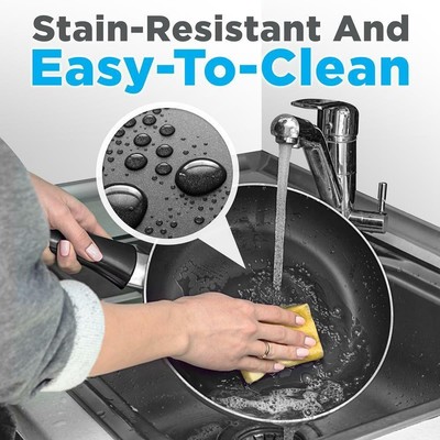 Srenelife Kitchenware Pots & Pans Set – Kitchen Cookware, Black Non-Stick- Gold