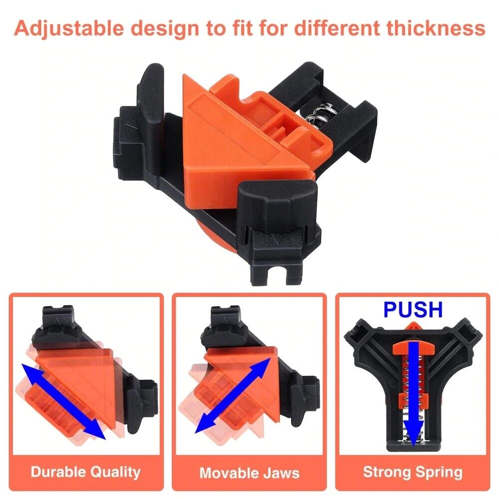 4Pcs/Set 90 Degree Right Angle Clip Clamps Corner Holders Woodworking Hand Tools
