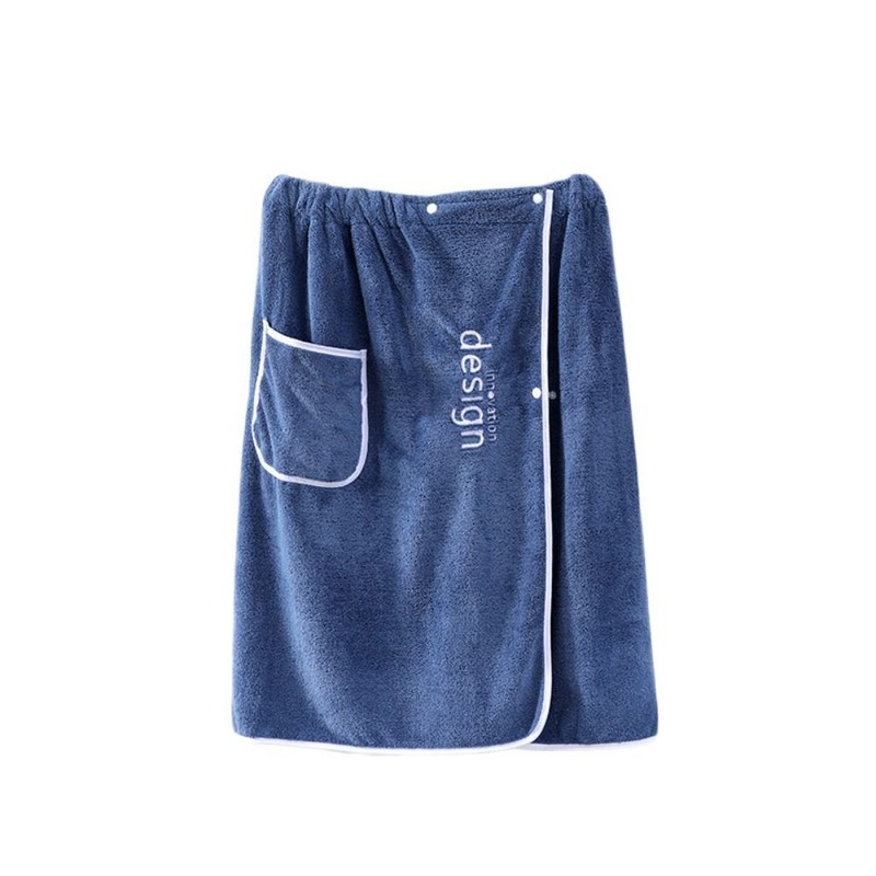 With Pocket Men Wearable Bath Towel Coral Velvet Short Towel Skirt Bathroom