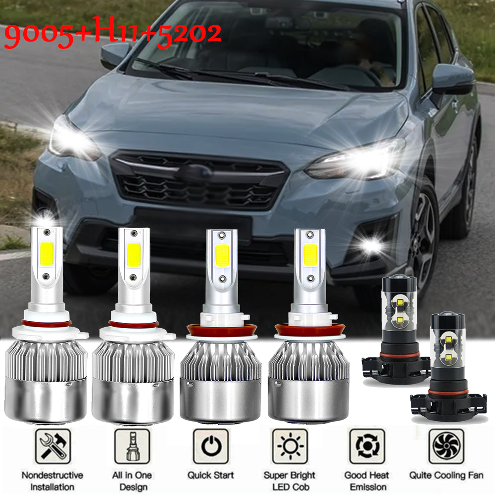 For Subaru XV Crosstrek 2013-2014 Combo 6x LED Headlight Hi Low Fog Light Bulbs