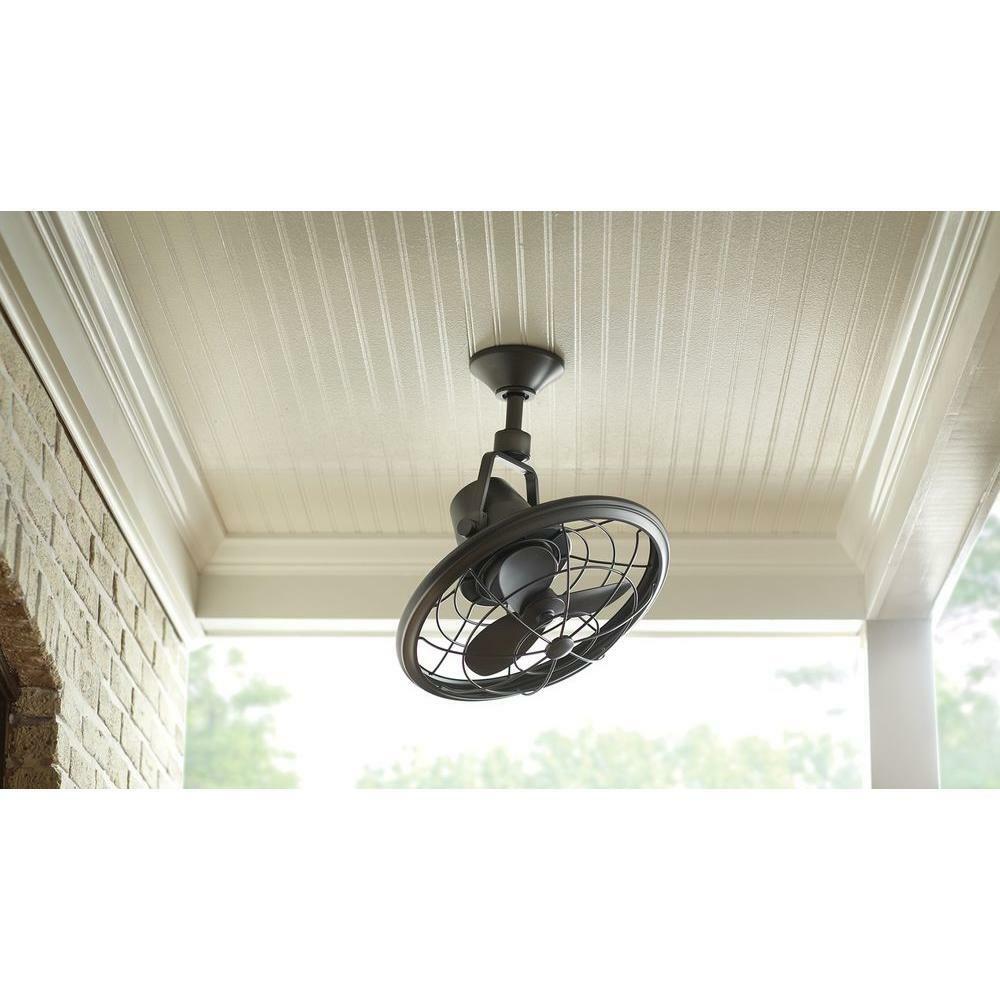 Indoor Outdoor Oscillating Caged Ceiling Fan 18 in 3-speed Wall Control