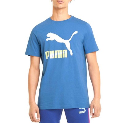 

Футболка Puma с круглым вырезом и короткими рукавами, классическая футболка с логотипом, мужские повседневные топы размера  5300, Синий, Puma Crew Neck Short Sleeve Classics Logo T-Shirt