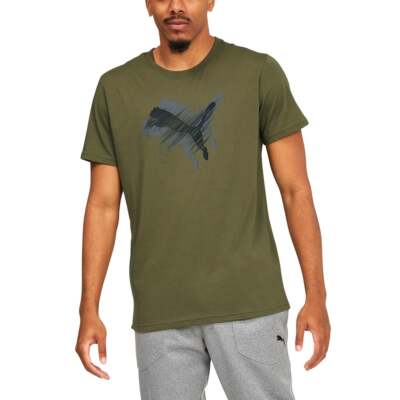 

Puma Performance Graphic Crew Neck Футболка с коротким рукавом Мужские зеленые повседневные топы 5, Зеленый, Puma Performance Graphic Crew Neck Short Sleeve T-Shirt