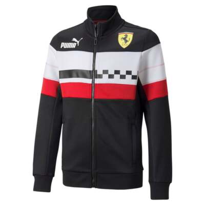 

Puma Ferrari Race Sds Full Zip Track Jacket Youth Boy Black Casual Athletic Out, Черный, Puma Ferrari Race Sds Full Zip Track Jacket Youth