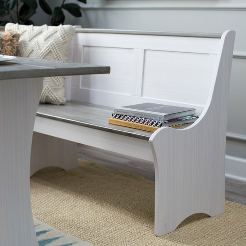 3-Piece White Pine Wood Corner Nook Dining Set 2
