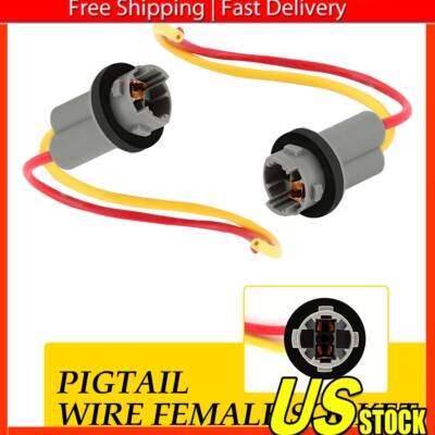 2PCS T10 194 Socket 921 Bulb Dome Side Marker Light Harness Wire Plug Connectors