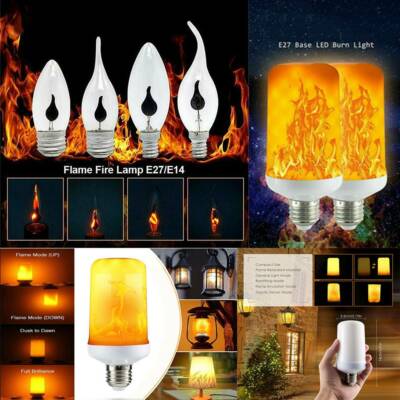 E14/E27 LED Burning Candle Light Flicker Fire Effect Party Decor Flame Lamp Bulb