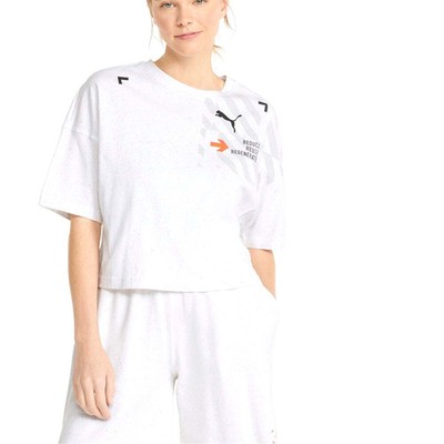 

Puma Re:Collection Женская белая повседневная футболка большого размера с круглым вырезом и 14 рукавами, Белый