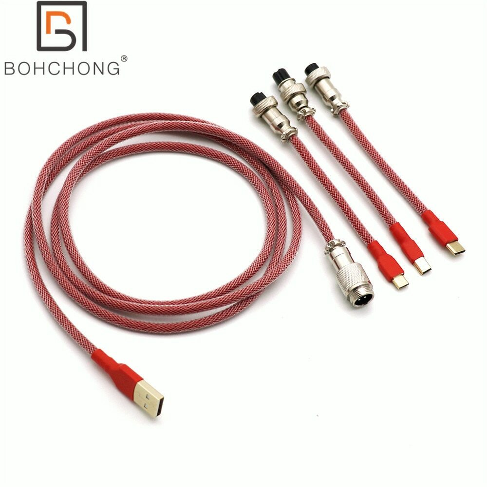 Custom Made Mechanical Keyboard Double Sleeved 3 Port Cable PC Master Race