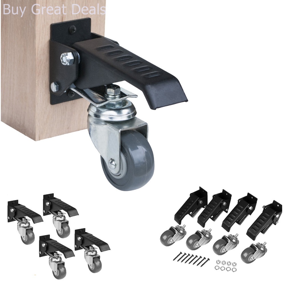 Powertec 17000 Workbench Caster Kit, 4 Pack Set Durable Steel Casters