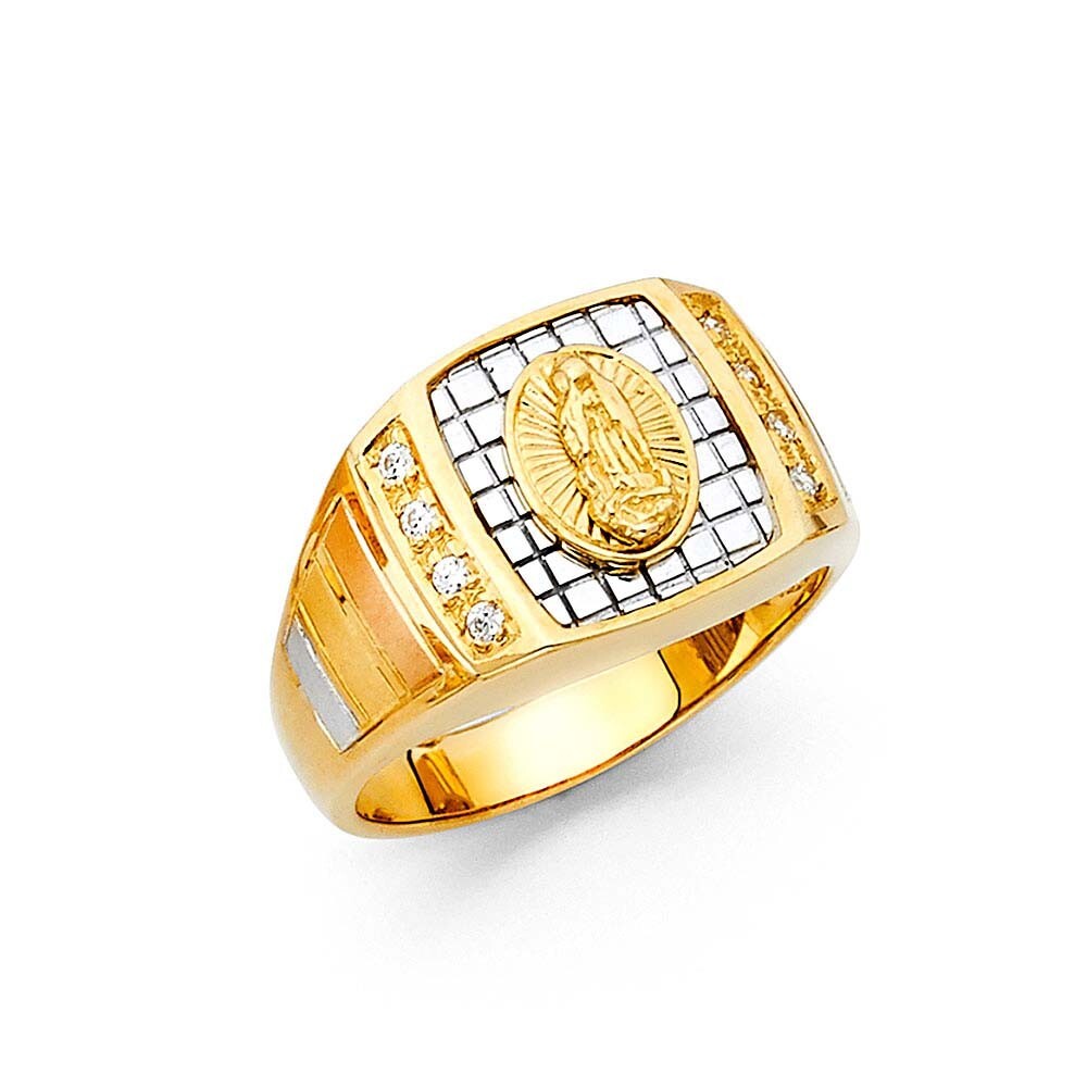 14K Two Tone Gold Cubic Zirconia Men's Ring | eBay