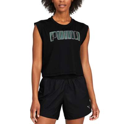 

Футболка Puma Train Crew Neck с коротким рукавом женские черные повседневные топы 520287-01, Черный