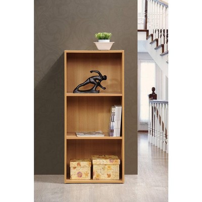 HODEDAH Bookcase Beech Finished Vertical Engineered Wood Closed Back 3-Shelves