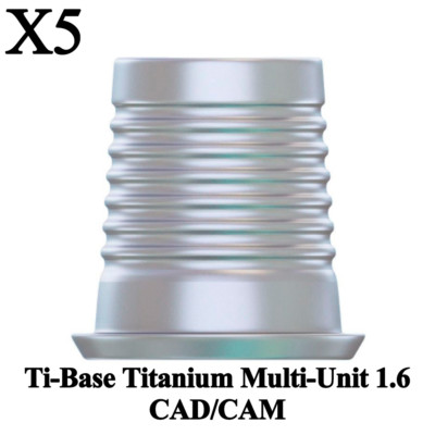 5x Prosthetic Ti-Base Titanium Multi-Unit 1.6 CAD/CAM Digital Dental Lab Library