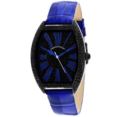 Pre-owned Christian Van Sant Womens Black Dial Quartz Watch Cv4845 Stainless Steel