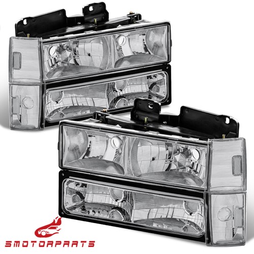 FOR 1988-1993 CHEVY C10 C/K 1500 2500 CHROME HOUSING HEADLIGHT BUMPER LAMPS