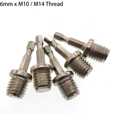 M10 M14 Thread to Power Drill Adapter 1/4'' Hex Shank for Backing Pads Polishing