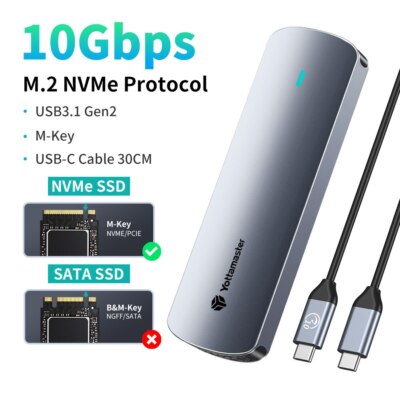 M2 SSD Case NVMe NGFF Enclosure M.2 to USB Type C 3.2 Adapter for NVMe SATA SSD