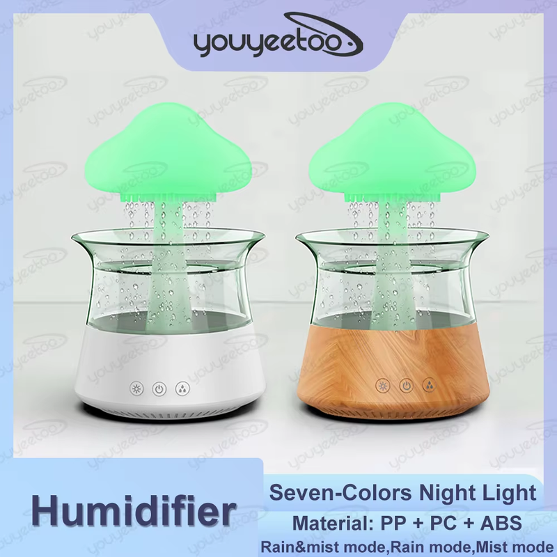 Rain Cloud Electric Air Humidifier 300ml Aroma Diffuser Zen Rain Water Drops Col