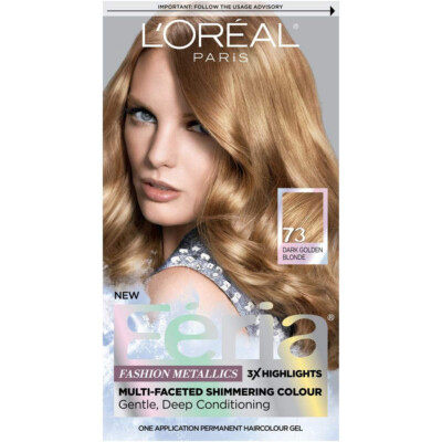 L'Oreal Paris Feria Multi-Faceted Shimmering Hair Color, 73 Dark Golden Blonde