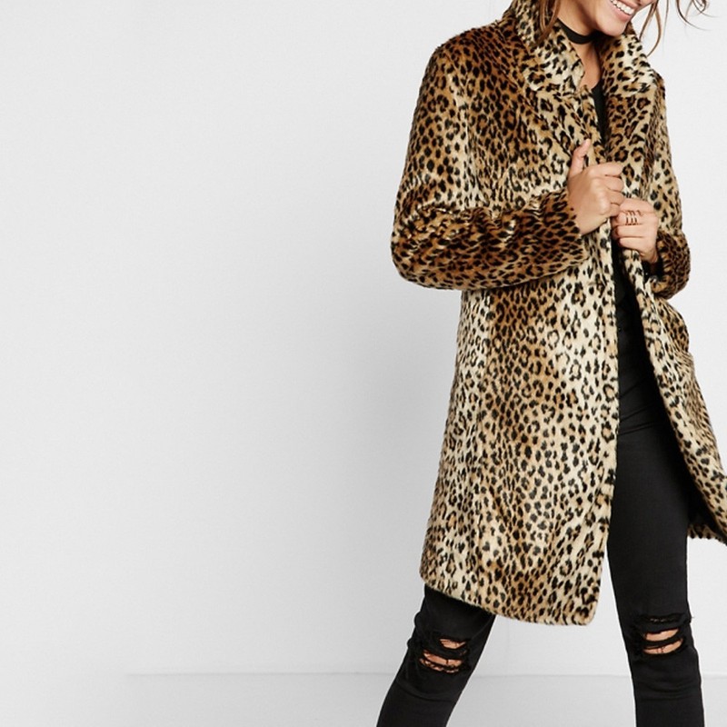 leopard print faux fur jacket