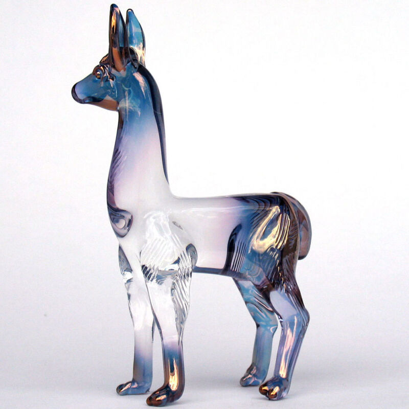 Llama Figurine of Hand Blown Glass and 24K Gold
