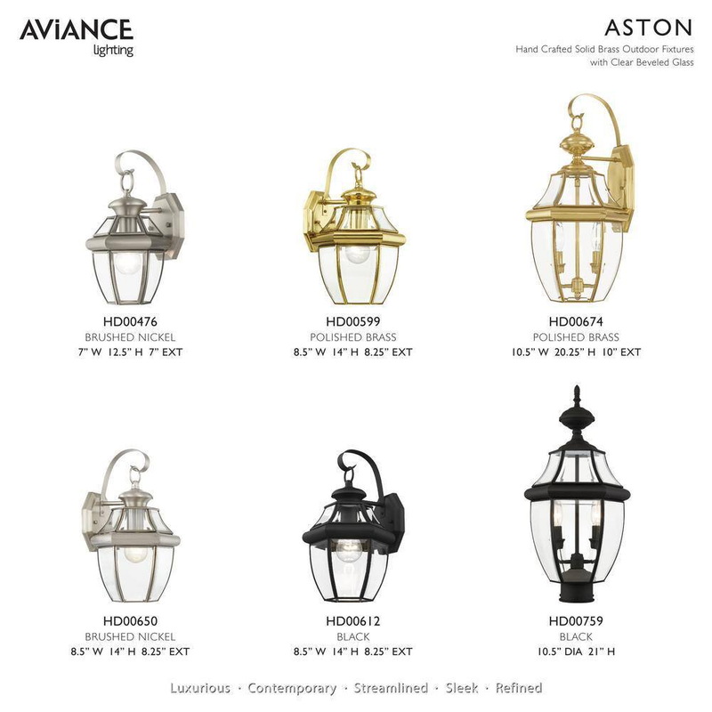 2-Light Bright Brass Outdoor Wall Lantern Sconce With Clear Beveled Glass