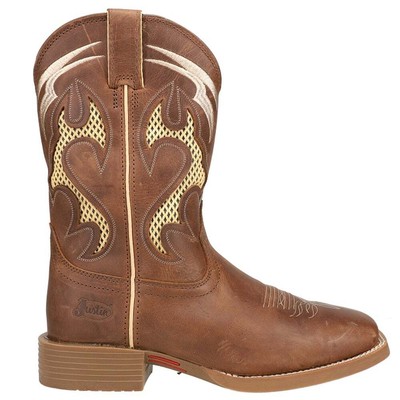 

Justin Boots Stampede Vented Shaft TooledInlay Soft Toe Work Mens Brown Casual, Коричневый, Justin Boots Stampede Vented Shaft TooledInlay Soft Toe Work