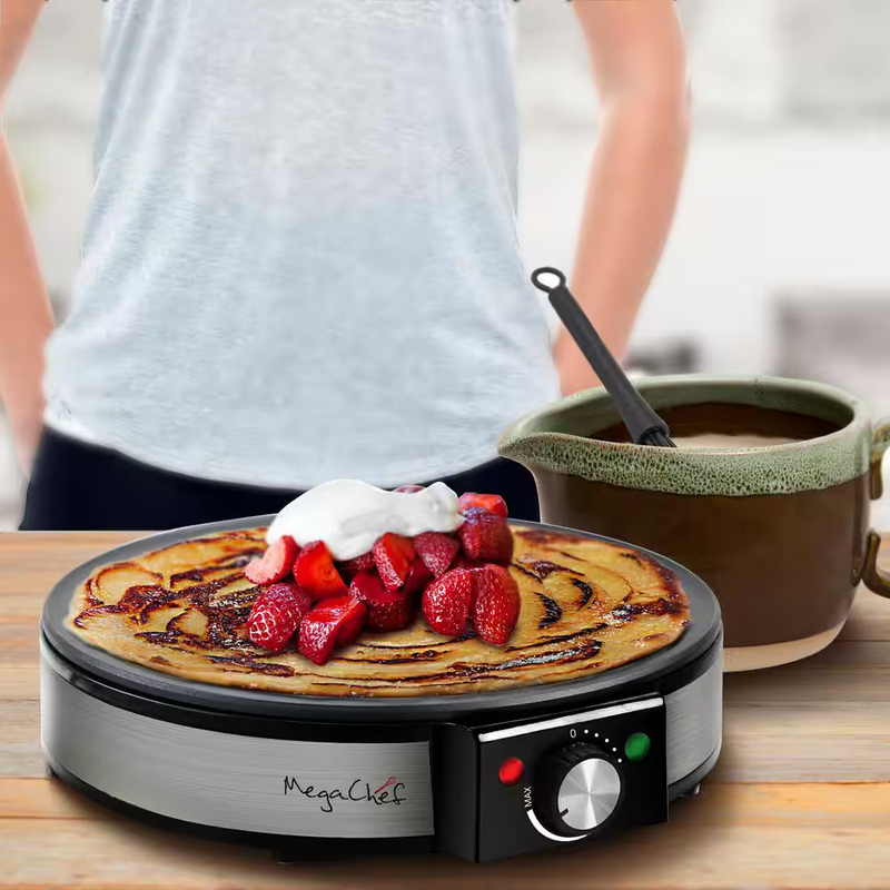 Electric Griddle Crepe Pancake Maker Adjustable Thermostat with Nonstick Plate
