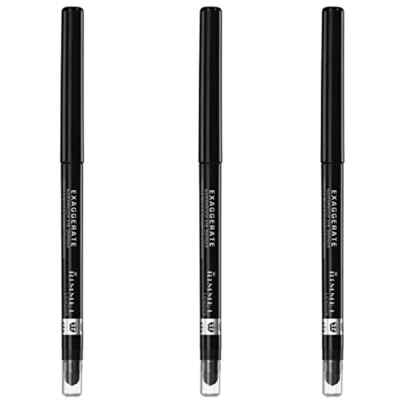 NEW Rimmel Exaggerate Eye Definer Blackest Black 0.01 Oz. Pack of 3