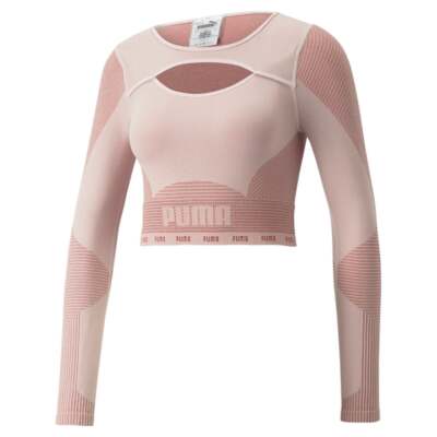 

Puma Formknit Бесшовные Логотип Круглый Вырез Длинный Рукав Растениеводство Топ Спортивная Футболка Женщины, Розовый