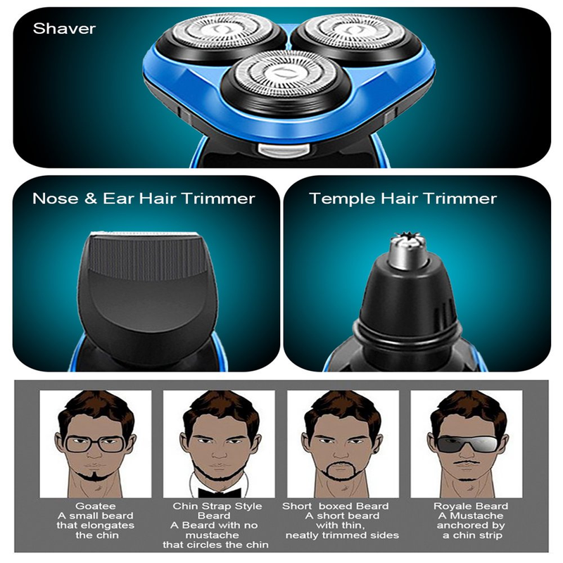 4 in 1 Electric Shavers for Men Rechargeable Electric Razor Shaver with Beard Tr