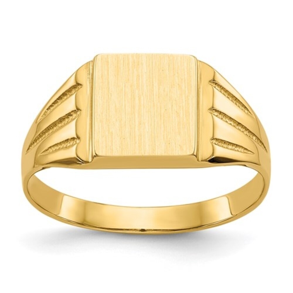 Pre-owned Superdealsforeverything Real 14kt Yellow Gold 9.0x8.0mm Open Back Signet Ring S:7