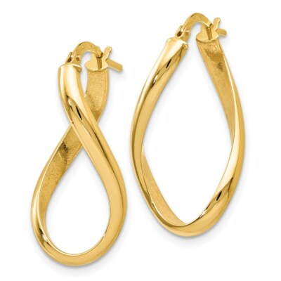 Pre-owned Superdealsforeverything Real 14kt Yellow Gold Polished Oval Twisted Hoop Earrings